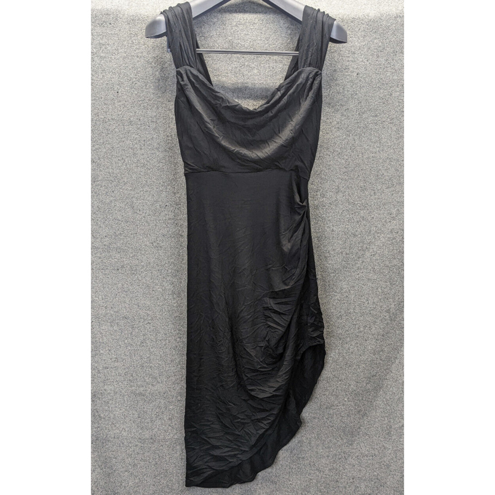 ASOS Asymmetrical Skirt Ruched Jersey Knit Sleeveless Dress US Size 4 Black